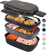 Caperci Stackable Bento Box Adult Lunch Box - 3 Layers All-in-One Lunch Containers with Multiple ...