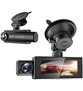 BY-J M6 Dash Cam Front Rear and Inside, 3 Channel with 3.16" IPS IR Night Vision 1080P Car Dashbo...