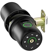 ThorBolt Fingerprint Door Knob Lock with Keypad Biometric Door Knob Auto-Lock 4* AAA Alkaline Bat...
