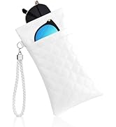 RayLove Double Eyeglass Case Glasses Case Soft with Carrying Strap Leather Eyeglasses Pouch Sungl...