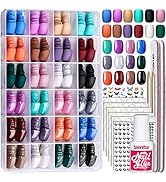 Teenitor 24Pack Short Press On Nails, 576Pcs Round Press On Nails, Matte and Glossy Short Fake Na...