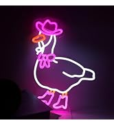 Cowboy Goose Neon Sign, Funny Duck LED Light Up Sign, Western Cowboy Hat Dimmable USB-Powered Neo...