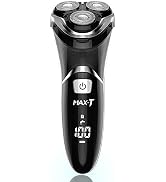 Men's Electric Shaver - MAX-T Corded and Cordless Rechargeable 3D Rotary Shaver Razor for Men wit...
