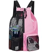 WANDF Swim Bag Mesh Drawstring Backpack with Wet Pocket for Swimming, Gym, and Workout Gear