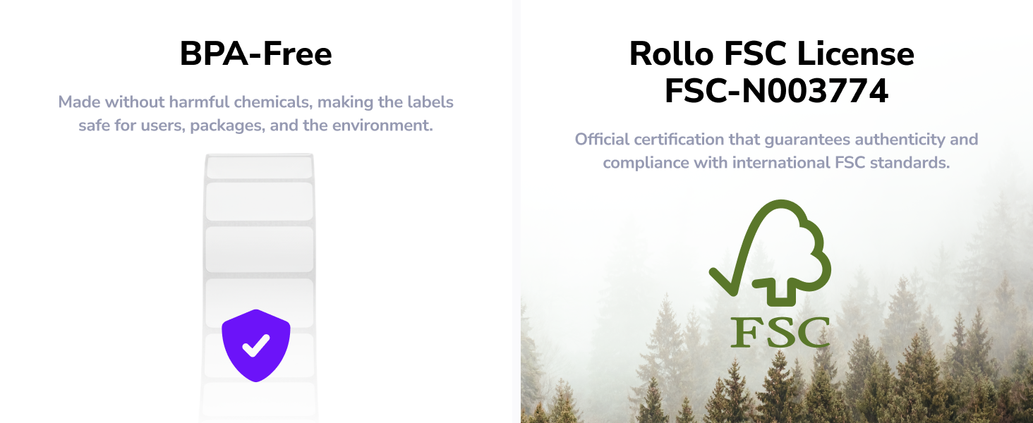 bpa free labels withour harmful chemicals safer labels in the envoronment fsc certified