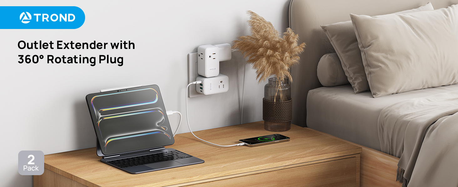 Outlet extender with 360 rotating plug