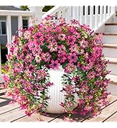 Artificial Flowers for Outdoors, 2 Pcs Fake Hanging Flowers Plants Outdoors Spring Summer Decorat...