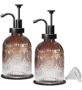 SheeChung 12Oz Vintage Glass Bathroom Soap Dispenser, Kitchen Dish Soap Dispenser with Pump, Refi...