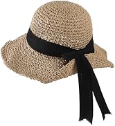 Straw Hat with Bow for Women Wide Brim Beach Sun Hat Uv Protection Summer Straw Hat Fashion Trave...