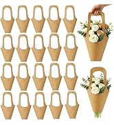 Bouquet Flower Gift Bags with Handle - 30 Pack Kraft Paper Bouquet Flower Hanging Wrapping Paper ...