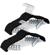 Ulimart 24-Pack Black Velvet Hangers with Clips Adjustable,Adult Hangers,Heavy-Duty,Felt,Non-Slip...