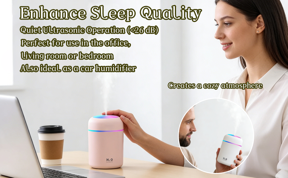 300ml USB Cool Mist Small Humidifier with Colorful Lights