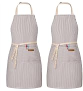 BeLuyi 2 Pack Adjustable Bib Apron with 2 Pockets Chef Cooking Kitchen Restaurant Aprons for Wome...
