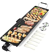 Large Electric griddle, 35" Teppanyaki Grill Extra Large Table Top Griddle, Portable BBQ Grill El...