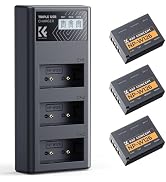 K&F CONCEPT 3-Pack NP-W126 Battery and Upgraded 3-Slot NP-W126S XT30III Battery Charger Compatibl...