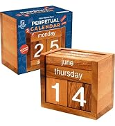 BSIRI Wooden Perpetual Calendar Desk Blocks Cute for Date Cubes Display Decor Gifts for Dad Mom O...