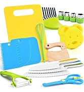17PCS Kids Cooking sets Real Cooking Montessori Kitchen Tools for Toddlers Kids Safe Knives for 2...