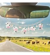 Cute Lucky Cow Car Accessories - Hanging Ornament, Cow Car Rearview Mirror Hanging Decor, Car Dec...