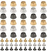 AUEAR, 30 Pack Screw Back Rivets Stud Purse Feet Metal Studs Rivet for Leather Bag Craft DIY (Fla...