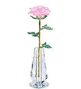 Romantic Crystal Forever Carnation Rose Figurine, Golden Long Stem Flowers in Gift Box with Glass...
