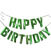 Glossy Green Happy Birthday Metallic Banner Greenery Theme Party Decoration Garland Supplies Sign...