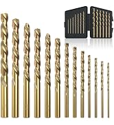 BeHappy 13Pcs Cobalt Drill Bit Set, M35 HSS, 135 Degree Tip, Twist Jobber Length for Hardened Met...