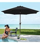 JEAREY 10ft Olefin Patio Umbrellas Outdoor Umbrella with Auto Tilt Crank System,Market Table Umbr...