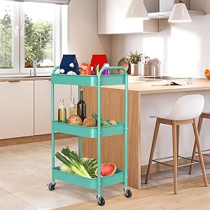 3 Tier Rolling Metal Storage Carts