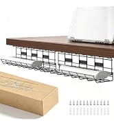 2 Pack DELAMU Under Desk Cable Management Tray, Metal Cord Cable Organizer for Desk, Easy Install...