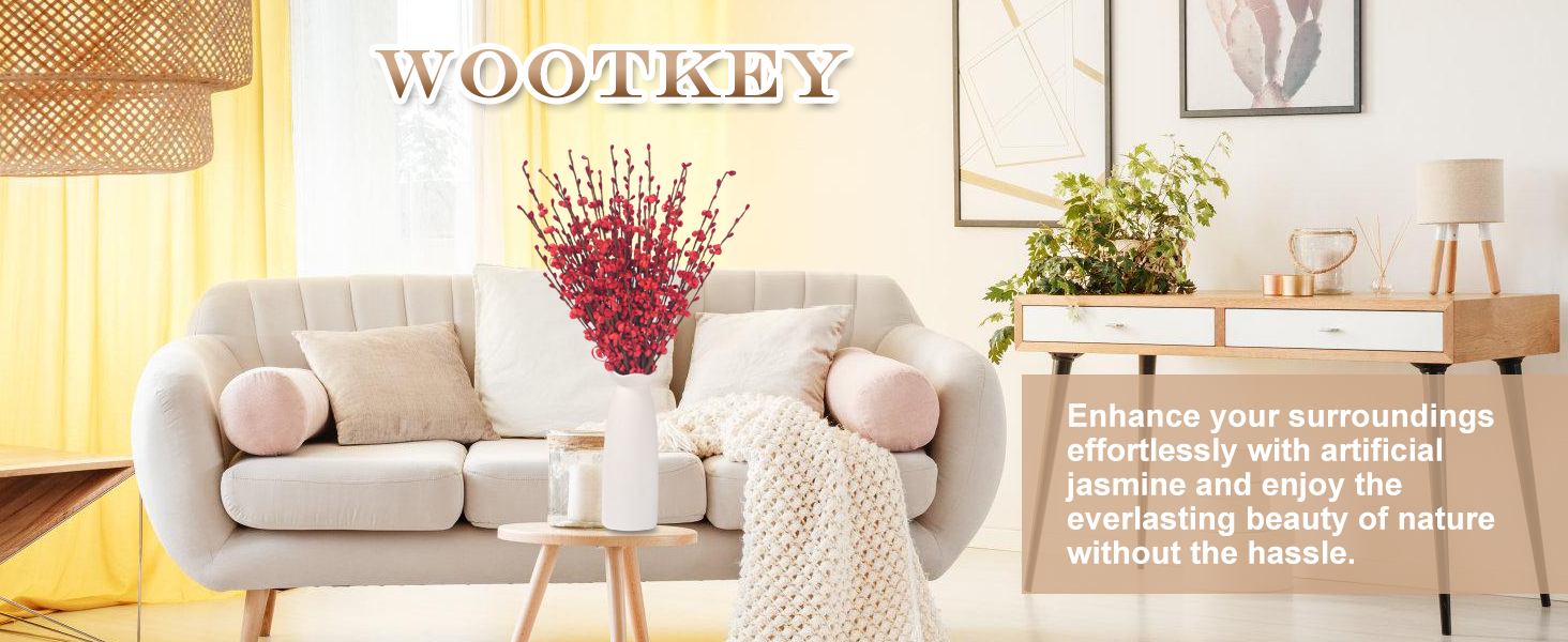 artificial red flowers short stem jasmine table living room study bedroom decor
