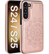 PASNEW Leather Case for Samsung Galaxy S25/S24,Flower Wallet with RFID Blocking Card Holder Magne...