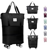 Luxhe Expandable Foldable Duffle Bag with Wheels | Detachable Rolling Wheels & Handle | Lightweig...