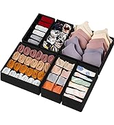 6 Pack Sock Underwear Drawer Organizer Dividers, 58 Cell Foldable Fabric Dresser Closet Organizer...