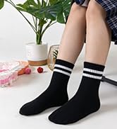 Eyean Kids Athletic Crew Socks Boys Girls Cotton School Uniform Casual Basic Socks 6 Pairs