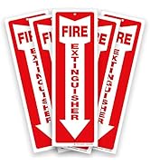iSYFIX Fire Extinguisher Signs – 5 Pack 4x12 Inch – 40 mil Thick Polystyrene Plastic, Laminated f...