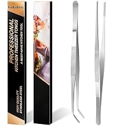 Gutsdoor Kitchen Tweezers Set Stainless Steel Tongs Tweezers Set of 2 with Precision Serrated Tip...