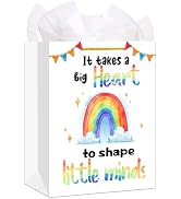 WALENGIF Teacher Appreciation Gift Bag - 13" Large Teacher Gift Bag with Tissue Paper and Handle ...