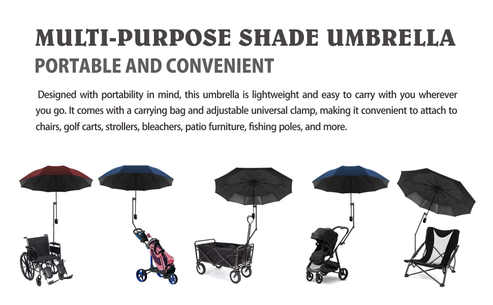 adjustable umbrella with universal clamp