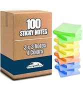 Trailmaker (100 Pack) Sticky Notes Bulk Set, 3x3 Self Stick Memo Pads with 100 Sheets Each, Stick...