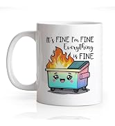Gkodw It's Fine Everything is Fine Funny 11oz Double-Sided Colorful Ceramic Mug, Dumpster Fire Mu...