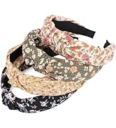 DRESHOW Headbands for Women and Girls Flower Printed Knotted Plastic Head Band Fashion Boho Wide ...