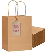 qiqee 30-Packs Brown Gift Bags with Handles Bulk 10.8