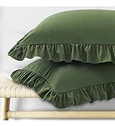KKJIAF Ruffle Pillow Cases Standard Size Set of 2, Ruffled Pillow Covers with Envelope Closure, W...