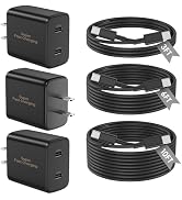 45W 3Pack Black Super Fast Charger USB C Dual Port Charger Type C Fast Charging Block with 60W [3...