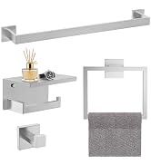 TURS Bathroom Hardware Set Brushed Nickel 4-Piece Towel Bar Set Include 24 Inch Towel Bar Towel R...