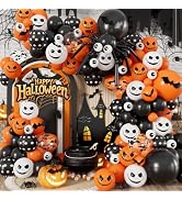 Adeyoo Halloween Balloon Garland Arch Kit, Black Orange White Balloons | 134 Pcs Halloween Balloo...