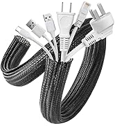 AGPTEK Cable Sleeve Cover, 2 Pack 5ft - 1.2 inch Desk Cord Organizer Cable Hider, Home Office Wir...