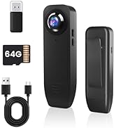 Bextgoo Body Camera, 1080P Mini Body Camera with 64GB microSD No WiFi Needed, Wearable Body Cam w...