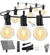 Brightown 108FT Solar String Lights Outdoor with Remote and 52 LED Shatterproof Bulbs, Dimmable &...