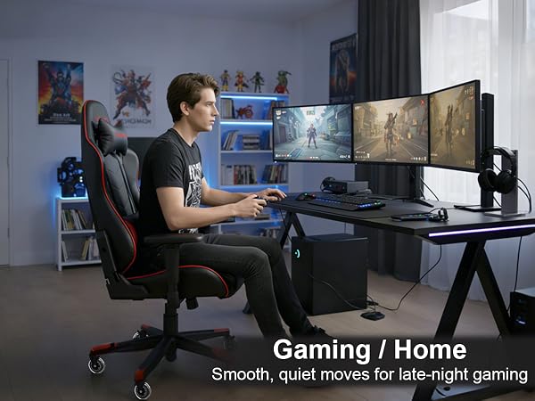 gaming chair casters, smooth quiet movement